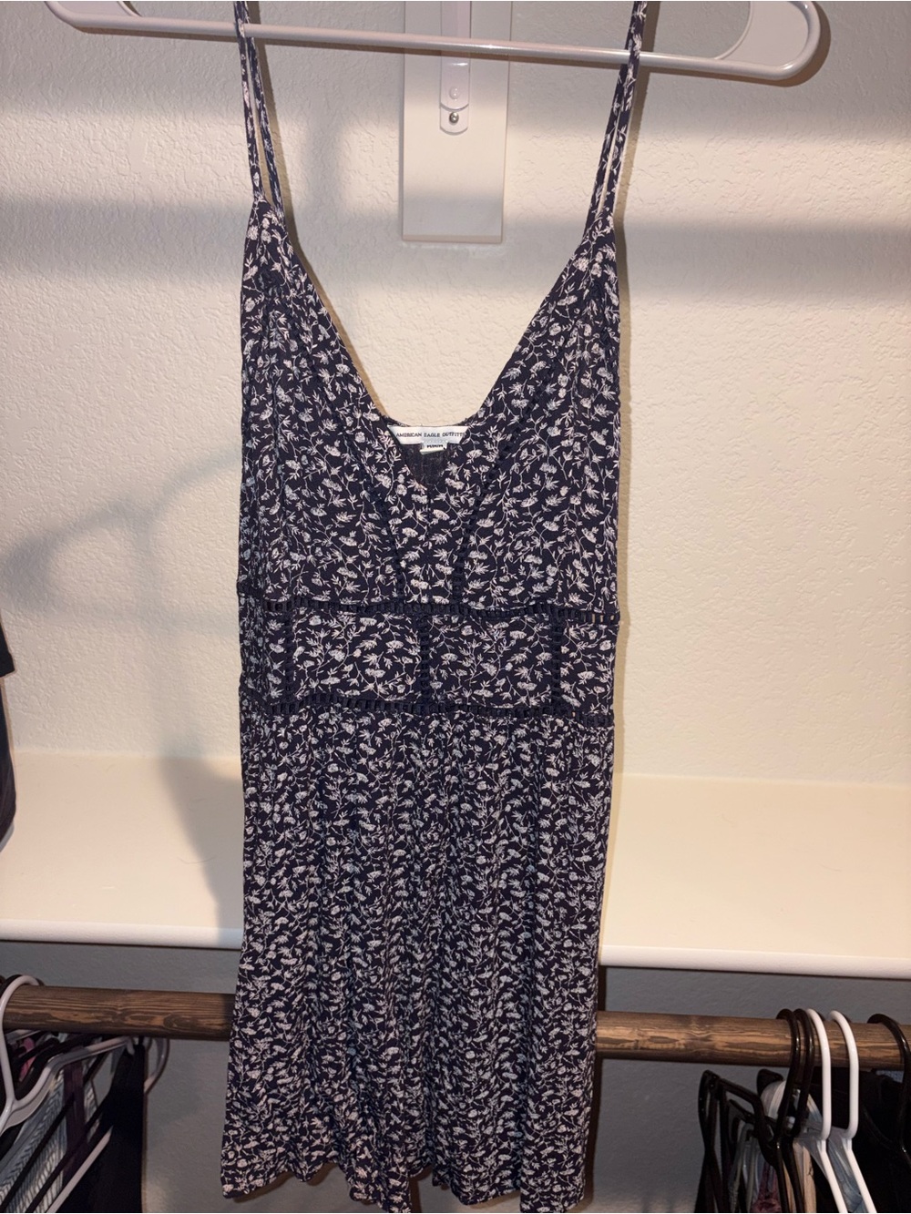 American Eagle Outfitters Navy and White Floral Romper